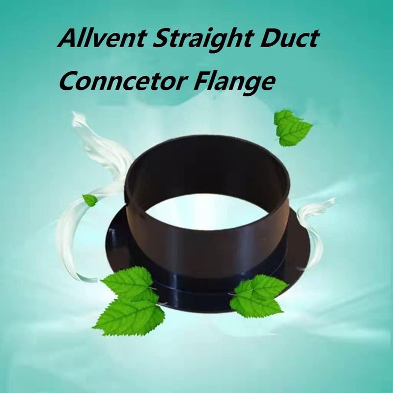 Allvent Duct Connector Flange 6"(5.75 Inch) Black Plastic Straight Dryer Vent Wall Plate Wall Trim Pipe Collar for Heating Cooling Ventilation System(150mm) - Image 3